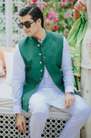 Picture of Shuja Waistcoat Bottle Green